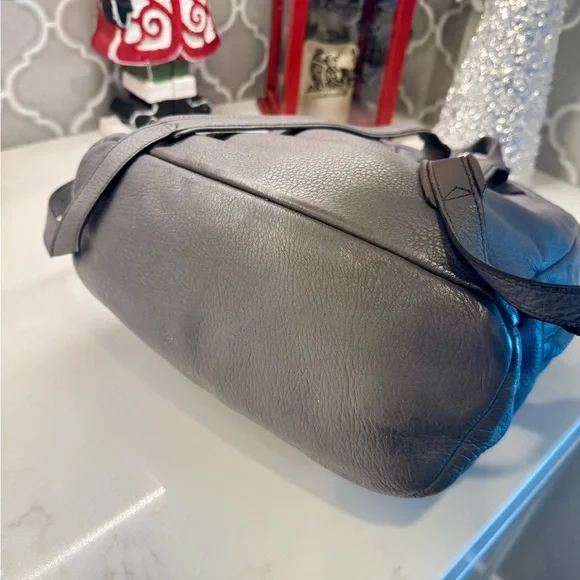 Michael Kors Gray Pebbled Leather Mini Backpack Purse Silver Hardware - Picture 5 of 12